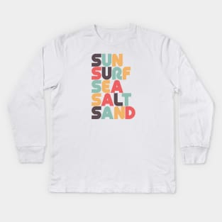 Retro Sun Surf Sea Salt Sand Typography Kids Long Sleeve T-Shirt